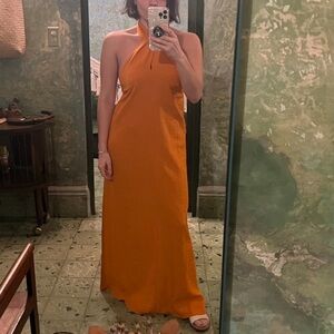 Castro Orange Cross Neck Maxi Dress, Size Medium